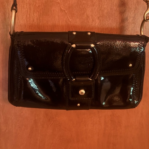 Sigrid Olsen Elegant Black Patent Leather Crossbody Purse - Picture 1 of 11
